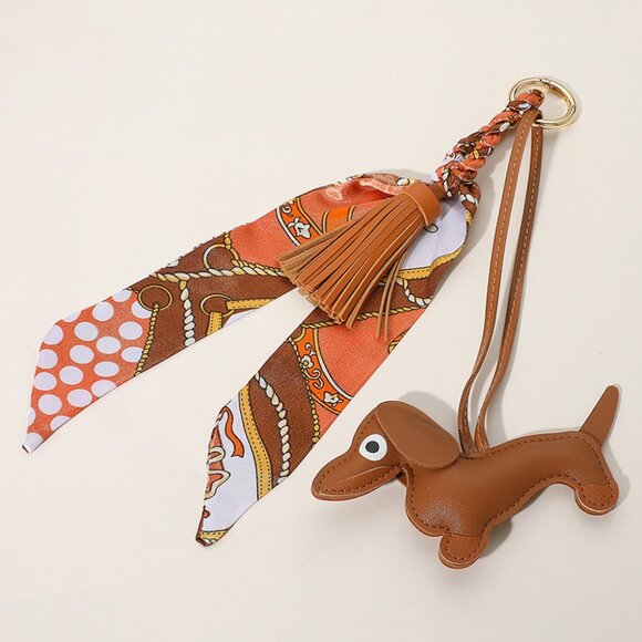DACHSHUND Wiener Dog Lovers Purse Bag Charm with Scarf in 4 Color Options NEW - Picture 4 of 7